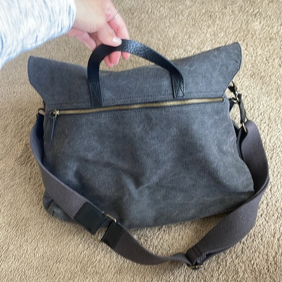 Hayden Harnett Smithy Messenger Bag Shoulder Laptop Travel Canvas Leather Office - Picture 12 of 14